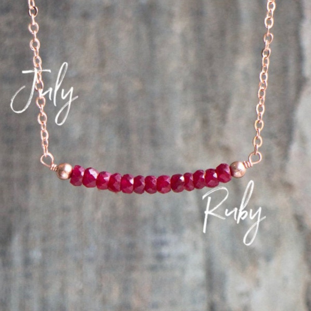 Ruby Necklace In 14k gold filled dainty gemstone